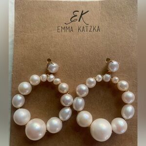Anthropologie Earrings Pearl Hoop Earrrings Emma Katzka Pearl NEW